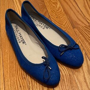Paul Mayer Royal Blue Suede Ballet Flats with Bow